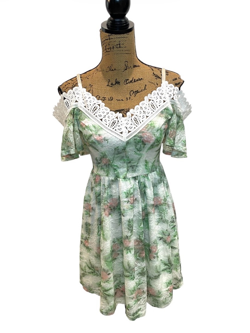 Disney Princess The Princess & The Frog Floral Lace Cold-Shoulder Dress